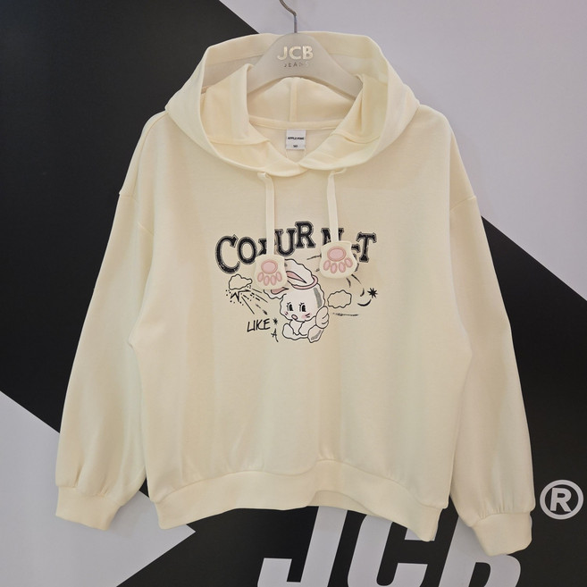[JCB주니어 여아 봄 가을 토끼 발바닥 모자자수 후드티셔츠 APK8U509 GSI