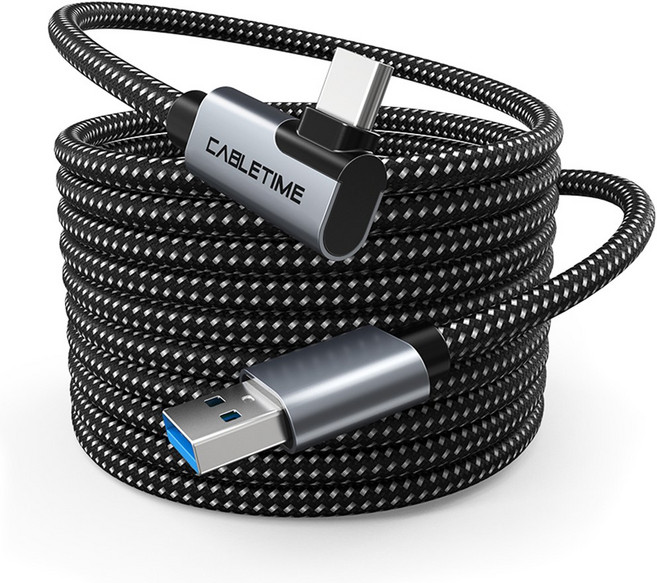 케이블타임 5Gbps VR 헤드셋 링크 90도 C타입 USB3.0 케이블 CA43, 혼합색상, 1개, 3m