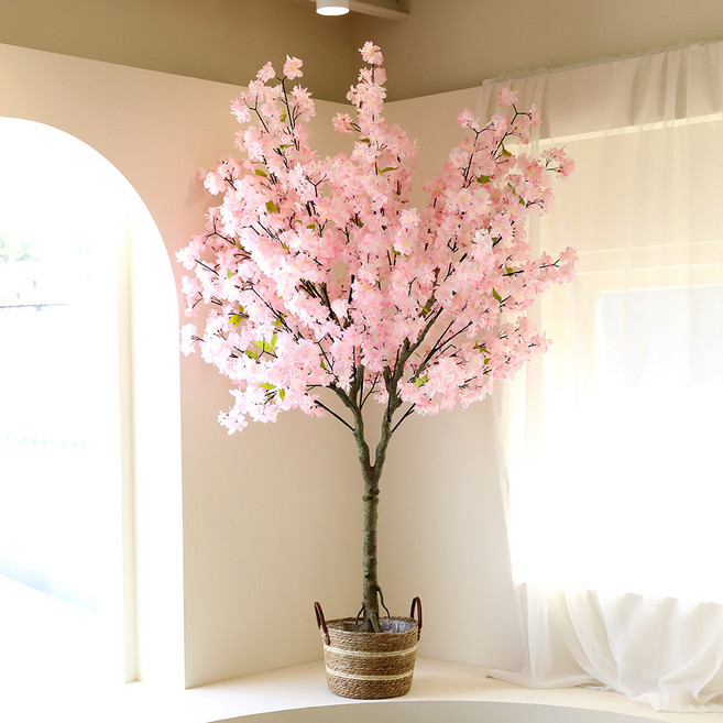 인테리어 대형 플랜테리어 조화나무 인조나무 매장 카페 Y형 소원나무 인조목, Y형 구름벚꽃나무 200cm, 1개