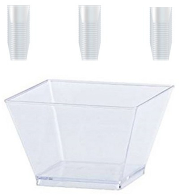 쓱싹 플라스틱 다회용 사각 디저트 컵 6 x 5 cm, 20개입, 3개