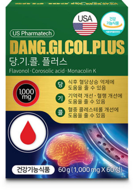 당기콜플러스 당질 컷팅제 저감제 식후 혈당 조절 관리 바나바잎 코로솔산 당뇨 영양제 2개월, 60정, 1개