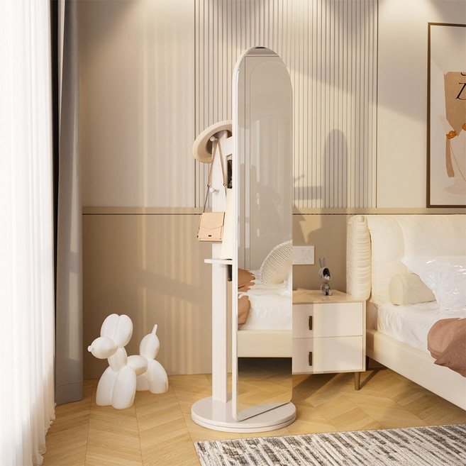 Anystar 360도 회전이 가능한 이동식 원목 스탠드형 전신거울, 흰색