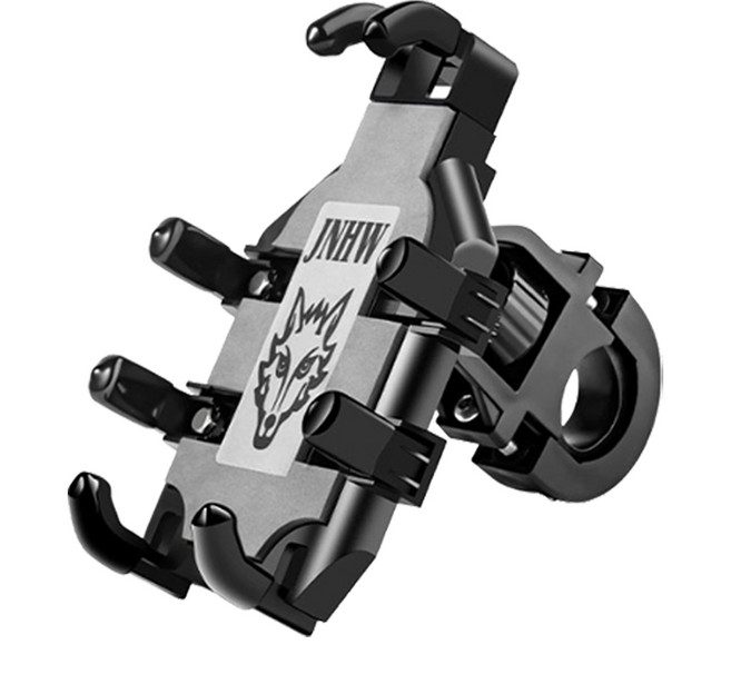 JNHW 機車手機架 360度旋轉 穩固耐用 騎行導航, 黑, 無