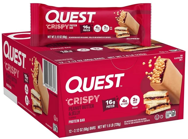 퀘스트 뉴트리션 크리스피 초콜릿 땅콩버터 히어로 프로틴 바 단백질 18g 설탕 1g 순 탄수화물 3g 글루텐 프리 스낵 케토 친화적 12 카운트, Peanut Butter - 쿠팡