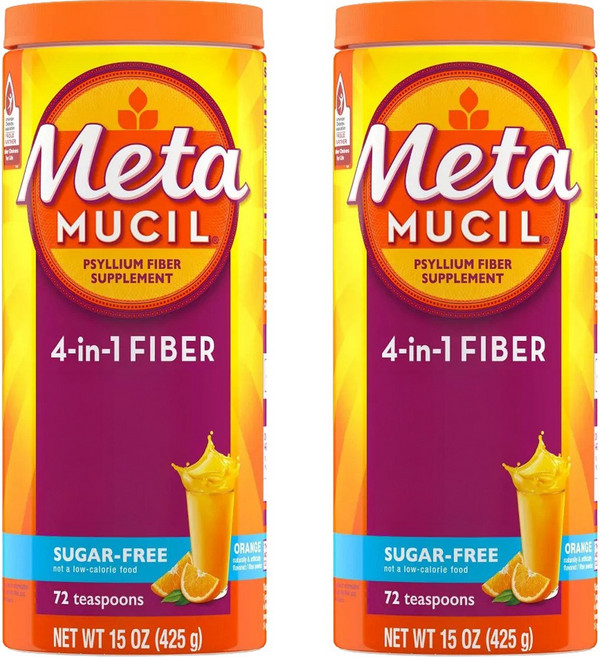 Meta MUCIL 4合1無糖洋車前子膳食纖維粉 柳橙口味, 2罐, 425g