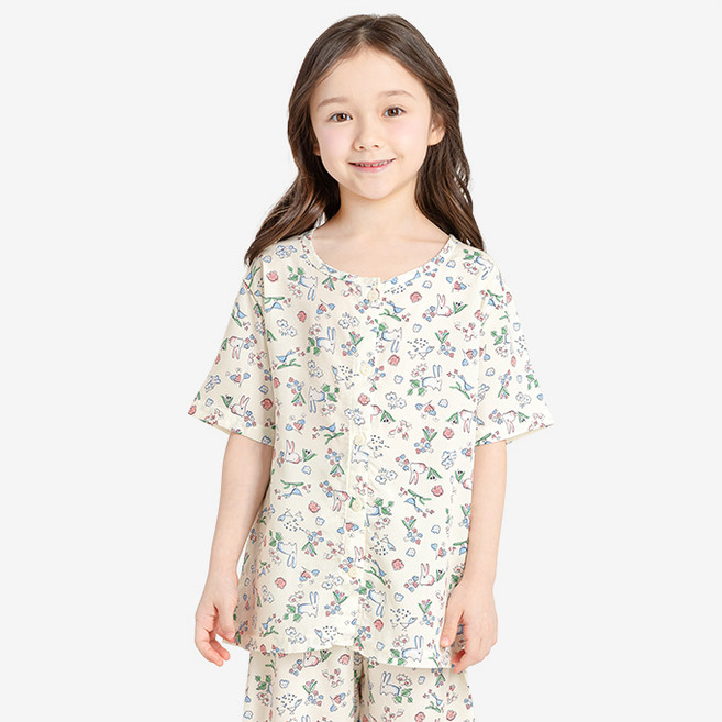 멜리스 국내생산 플라워바니 5부 인견 반팔 잠옷