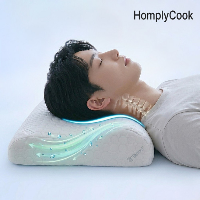홈플리쿡 국산 텐셀 경추베개 거북목 일자목 목디스크 목편한 기능성 숙면베개, 1개, 텐셀경추베개