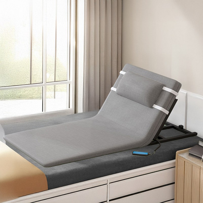 자바조이 전동 등받이 허리받침대 쿠션 모션베드 각도조절 침대 팔걸이 없음, 그레이