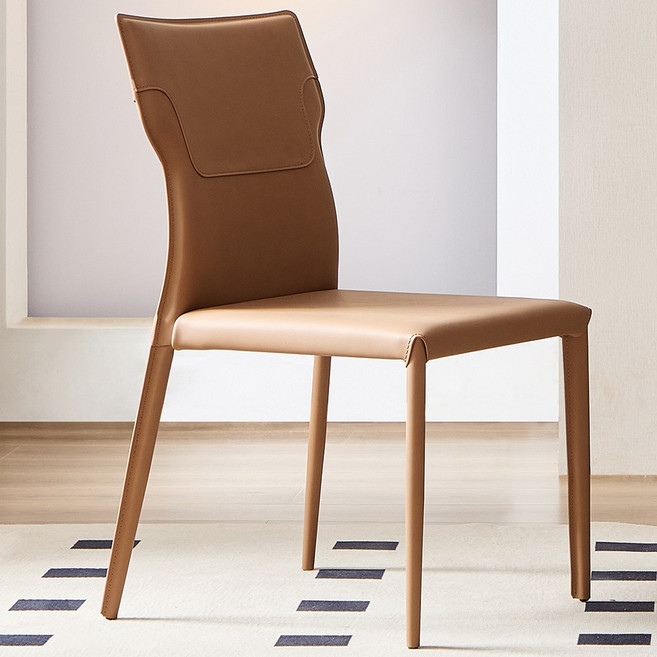 이탈리아식 안장가죽 식탁의자 커피의자 방수 2pcs, 2개, 브라운