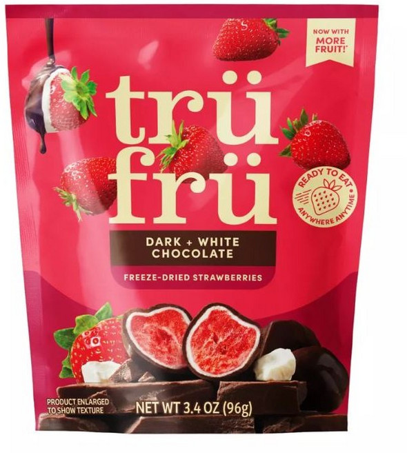 Tru Fru 트루 프루 하이퍼드라이 스트로베리 다크 초콜릿 96g, 트루 프루 동결 건조 딸기 다크 초콜릿 및 화이트 -, 1개