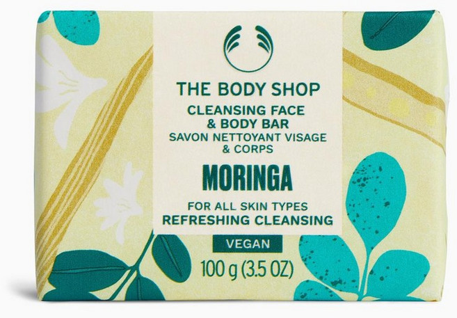 호주 더바디샵 The Body Shop Face & Body Bar 모링가 클렌징 페이스 & 바디 바 비누, 100g