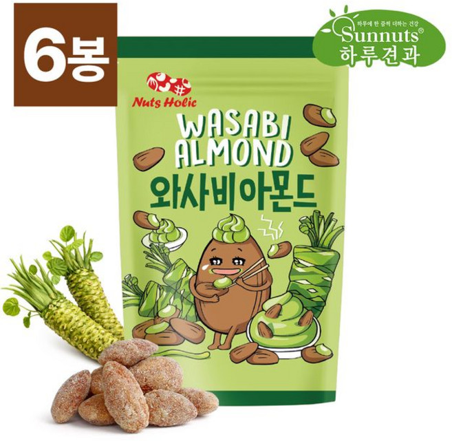 하루견과 와사비 아몬드, 180g, 6개