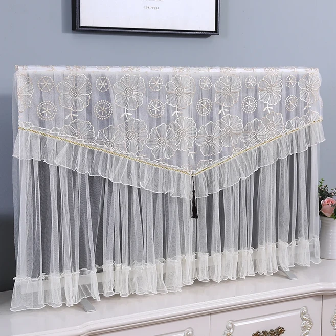 호환 55인치 60인치 커브드 스크린 L TV 먼지 커버 걸이형 디자인 커버 제거 불필요 모던 심플 디자인 포, 02 얕은 꽃 미터, 03 55inch