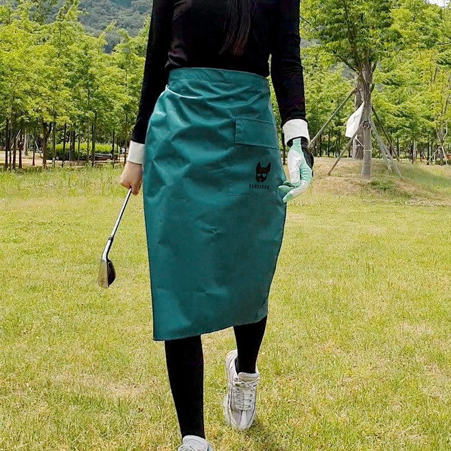 골프 비치마 주머니있는 레인스커트 남녀공용 방수 우비치마 우의, 그린, 1개