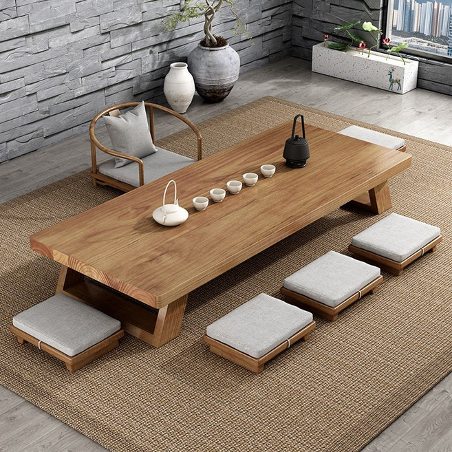 원목 좌식 테이블 우드슬랩 식탁 순수 소나무 좌탁 2400, 원목 100x60x높이 35cm 두께 5cm