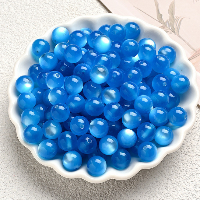 仿貓眼樹脂珠子圓珠散珠 DIY手工製作手串珠材料手鍊飾品配件