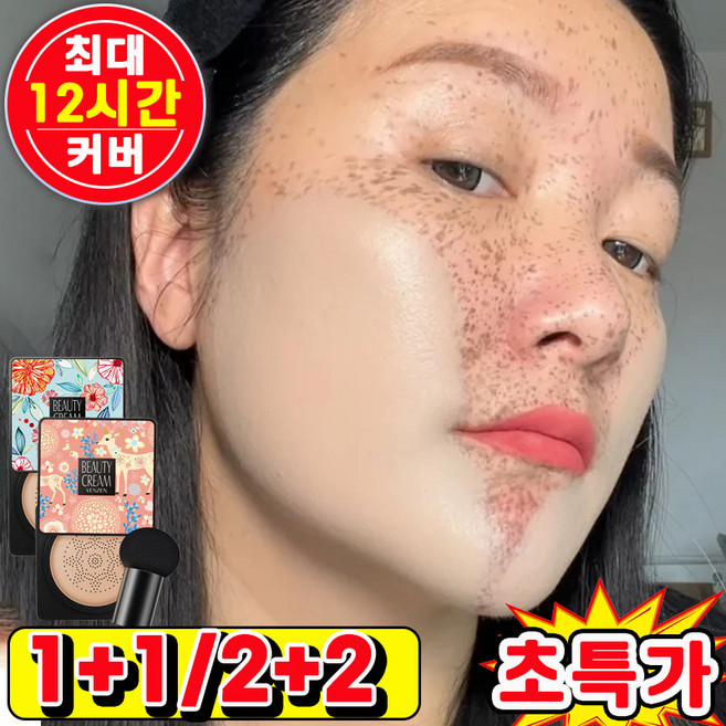 [최저가] 커버력 좋은 쿠션팩트 커버쿠션 기미 커버 컨실러 잡티커버 여드름 커버 파운데이션 번지지 않는 촉촉한 에어쿠션 팩트, 2개, 아이보리21호