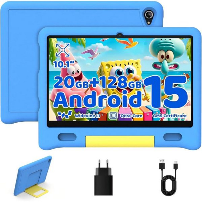 Gleeso Kids Tablet Android 15 for 10 inch OctaCore with Case 128GB 1TB TF Card Expandable Toddler