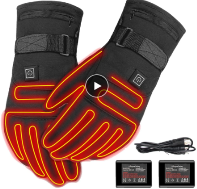 오토바이 난방 열선장갑 방한 온열 발열 라이딩 캠핑 스키 바이크 장갑, 리튬 배터리 4000 타입