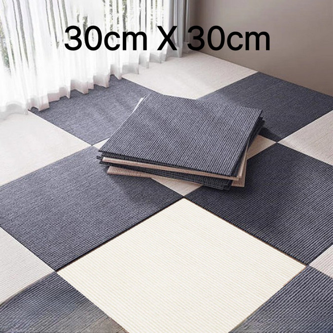 슈퍼코리아 재활용 흡착 바닥 논슬립 타일 카페트 접착식 바닥 미끄럼방지 조각매트 10P, 아이보리 화이트, 10개