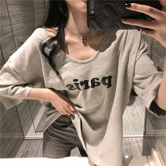 LADYSHARE 韓系寬鬆印花T恤 女裝上衣 韓版圓領棉質短袖體恤 顯瘦遮肉百搭 M-2XL【G049】