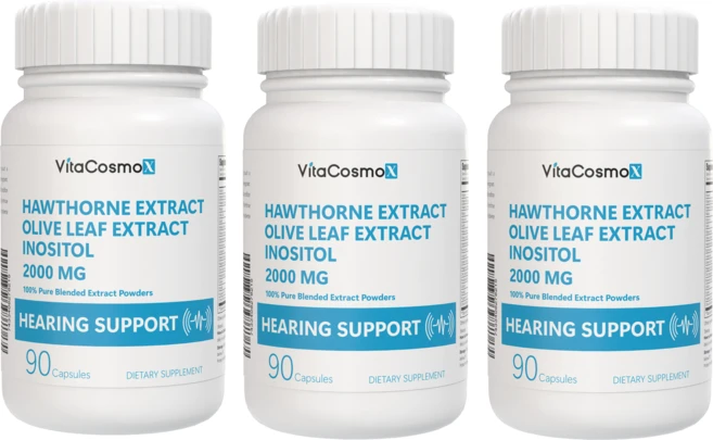 VitaCosmoX 히어링서포트 리포플라보노이드를 함유한 이 명쾌한 포뮬러 편안한 하루 EAR 귀 건강 서포트, 3개, 90정 - 쿠팡