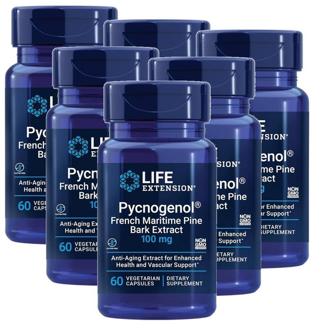 라이프 익스텐션 피크노제놀 프렌치 마리타임 소나무껍질 추출물 캡슐 Life Extension Pycnogenol, 60정, 6개