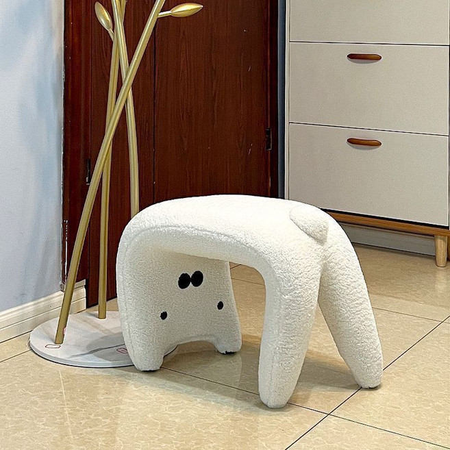 [SMTONE] 귀여운 고양이 화장의자 화장대스툴 거실 침실 인테리아 체어, 화이트
