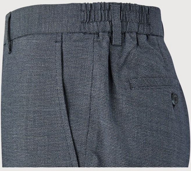 [25년 여름 특가] 트레몰로 (주)세정 남성 그레이쉬블루 폴리 레이온 혼방 잔 체크 허리 밴딩 남자 정장 슬랙스 셋업 바지 -7881 트레몰로7881