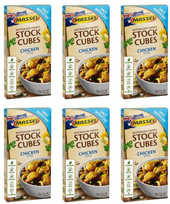 채식용 사골 육수 마셀 치킨 스타일 불리언 큐브 글루텐 프리 MSG 유제품 비 GMO 라면 수프 스튜용 트랜스 지방 베이스 조미료 0g 동물성 성분 없음 1팩 105g, Salt Reduced Chicken, 3.7 Ounce (Pack of 6), 1개