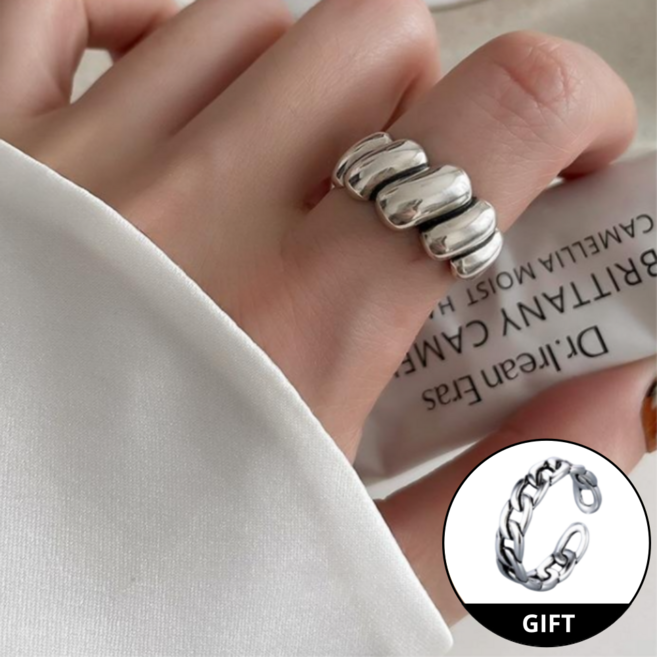 헤이주 실버925) 복고풍 꽈배기 볼드 반지