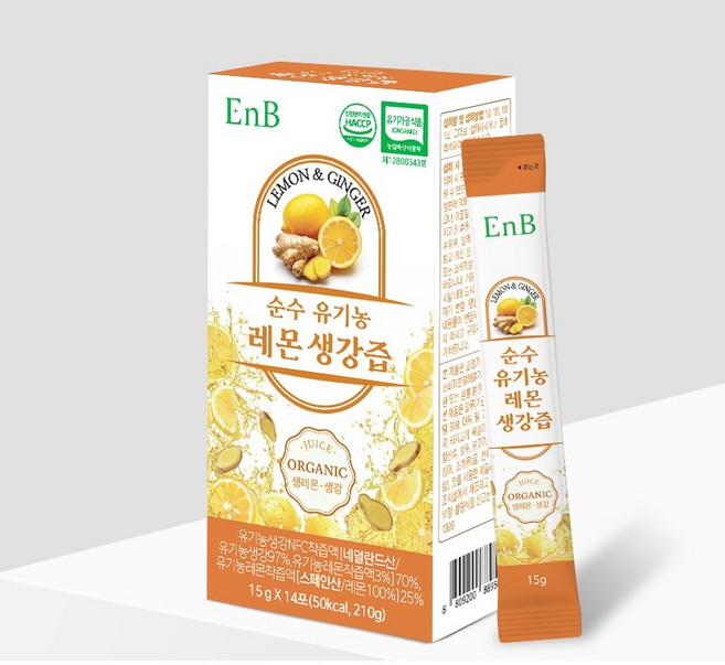 순수 유기농 레몬 생강즙 15g X 14포 레몬생강차, 15g x14포