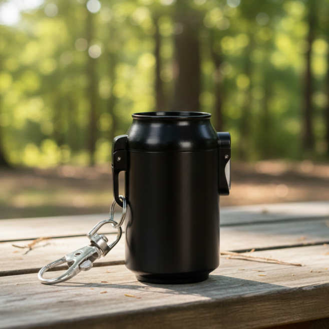 러슈브 원터치 오픈형 휴대용 재떨이, 블랙, 1개