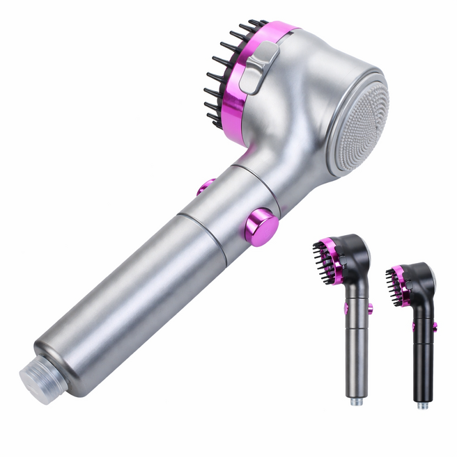 두피 마사지 샤워기 초미세 강력수압 절수 샤워헤드 필터형, 그레이, 1개