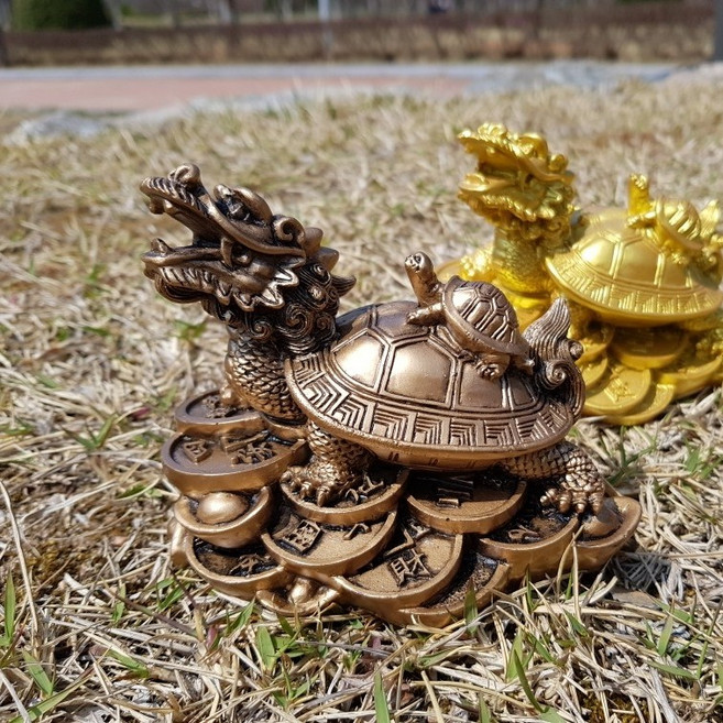 이현아트 풍수인테리 소품 용머리거북이장식 용귀소품, 동색