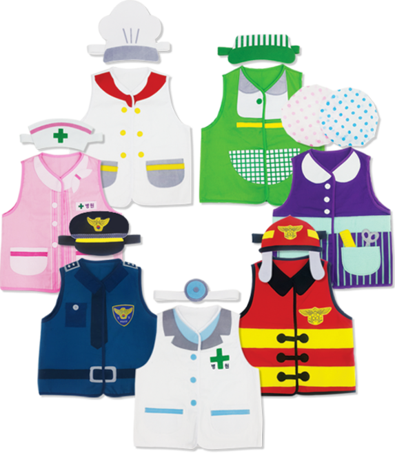 [티파하파 역할놀이] 직업의상 (7종선택) 경찰관 소방관 의사 간호사 미용사 마트점원 요리사, 1개