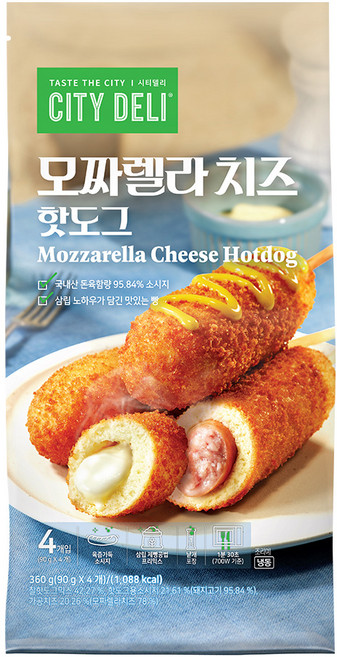 삼립 시티델리 모짜렐라치즈 핫도그 360g, 1개