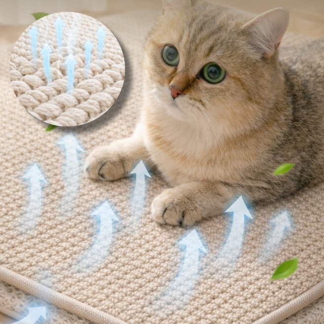 고양이 쿨매트 사이잘 스크래쳐 겸용 여름매트, 아이보리, 1개