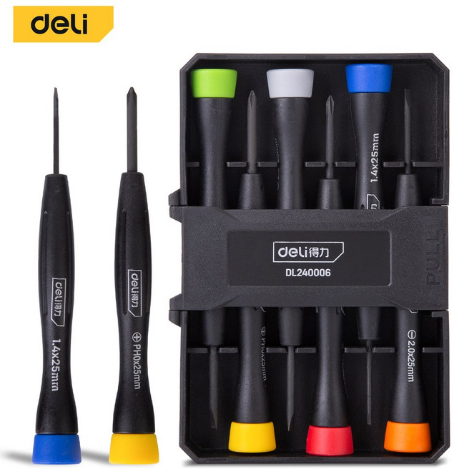 델리 6 Pcs 미니 다기능 정밀 드라이버 세트 시계 수리 드라이버 키트 시계 컴퓨터 및 전자, 1개