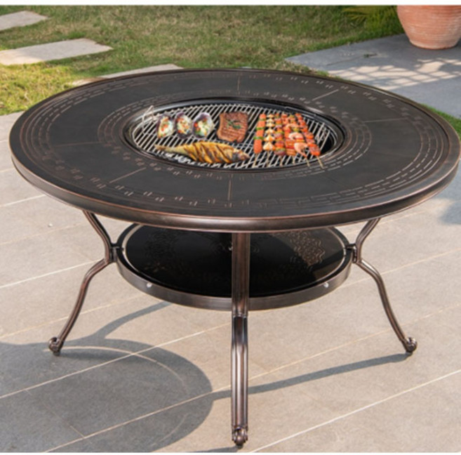 티제이퍼니처 TY123 야외 주물 바베큐 테이블 숯불테이블 그릴테이블, 130cm 전기그릴 테이블