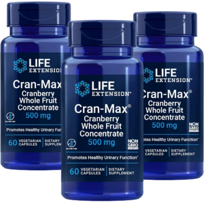 2+1 라이프익스땡션 크랜맥스 Cran Max 500mg 60베지캡슐 고약사, 3통, 60정 - 쿠팡