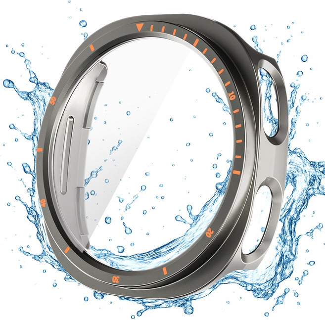 더조은셀러 워터디펜스 강화유리 방수 케이스 갤럭시 워치8 44 40 호환, 티타늄골드