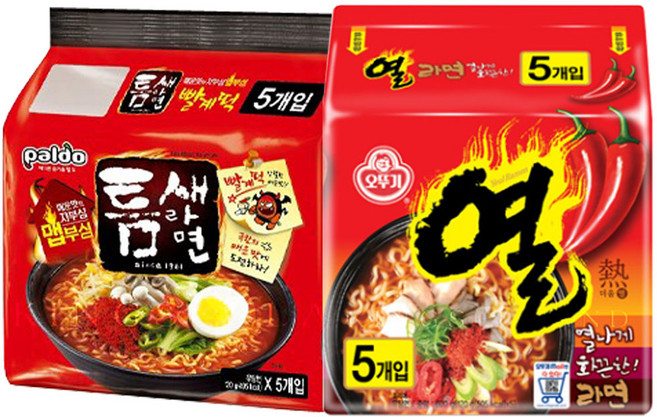 팔도 틈새라면빨계떡 5개 + 오뚜기 열라면 5개 1개, 1세트