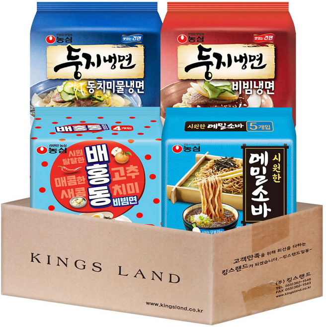 농심 여름라면 4종 (둥지동치미물냉면4 둥지비빔냉면4 메밀소바5 배홍동4), 1세트
