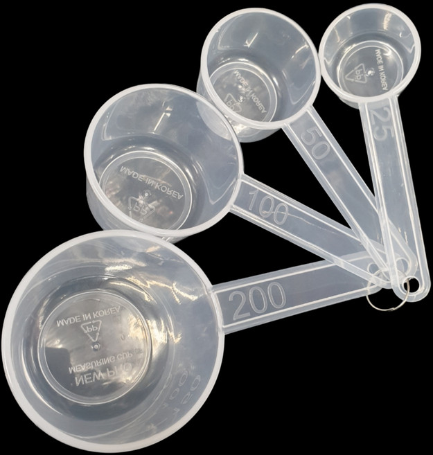 NEW 프로계량컵/멀티계량컵 미니 4종 1세트 투명 눈금 계량컵 다용도 낚시 떡밥 캠핑 요리 국산 정품 파란낚시, 1개