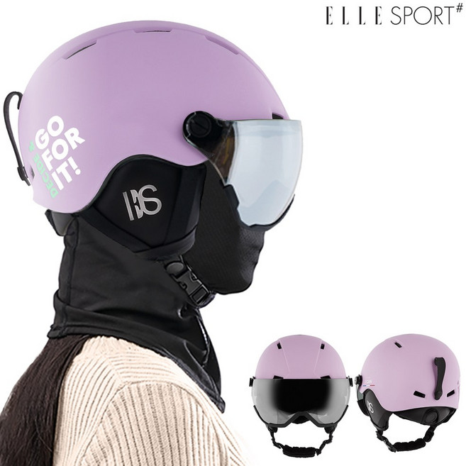 엘르 머스트 바이저 헬멧 MUST 아시안핏 고글일체형 초경량 아동 주니어 성인 대두용 스키 스노우보드, 바이올렛, 1개