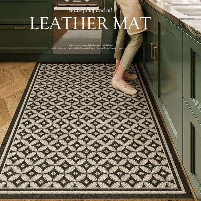 주방 대형발매트 PVC 부엌 바닥 북유럽 가죽 싱크대 특대 발판 방수 쿠션 모던 러그 레트로제이 5 1개