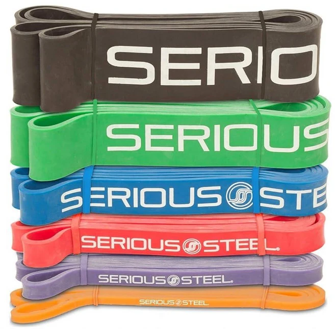 Serious Steel Fitness 104.1cm(41인치) 보조 풀업 밴드 세트 스트레칭 파워리프팅 및 저항 훈련(오렌지 퍼플 레드), 전체 세트 (#0-5) - 쿠팡