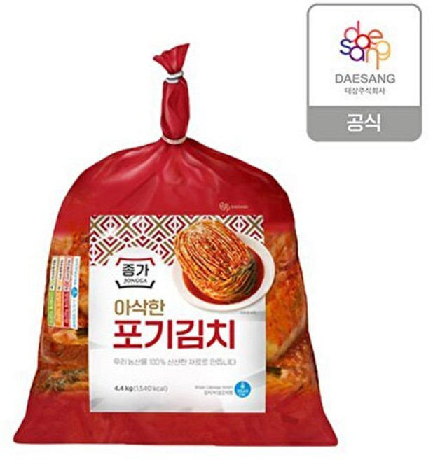 종가집 아삭한 포기김치, 1개, 4.4kg