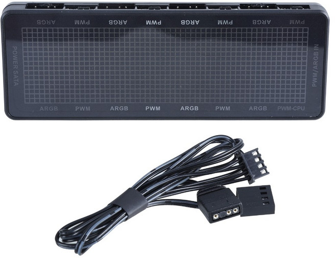 ARGB 및 PWM 제어 기능이 있는 SATA 전원 PC 팬 허브 어댑터 8개의 팬 지원 리모컨 포함, 1개